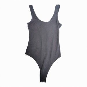 AE Ribbed Black Scoop-Neck Bodysuit Size S
